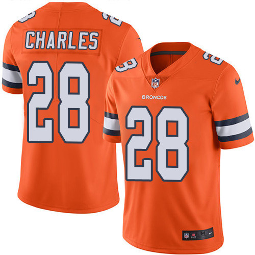 Nike Broncos #28 Jamaal Charles Orange Men's Stitched NFL Limited Rush Jersey